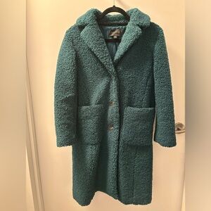 Teal Teddy Bear Coat, Ann Taylor, Size XXS Petite